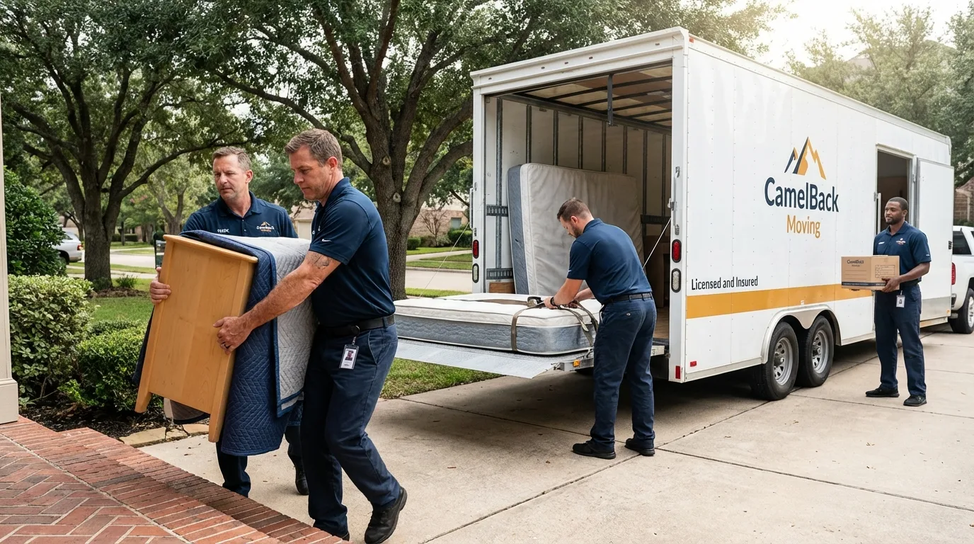 Crew loading residential truck for cross-state move from Ruidoso, NM